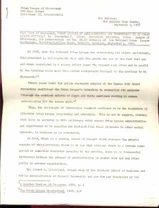 Urban League Pgh 1957 Conference Speech Allen