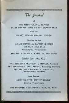Journal PA Baptist Convention 1973 w By-laws
