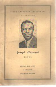 Joseph Lipscomb Tenor 1941 1st Concert Progm