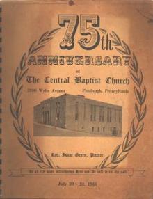 75th Anniv Central Baptist Pgh 1966 Book