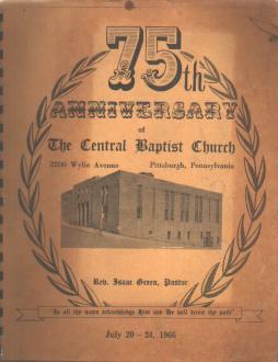 75th Anniv Central Baptist Pgh 1966 Book