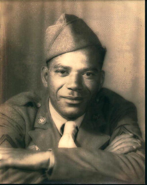 B&W Photo of African American Solider-1940's