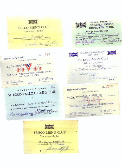 Assorted RR employees membership cards, 50s