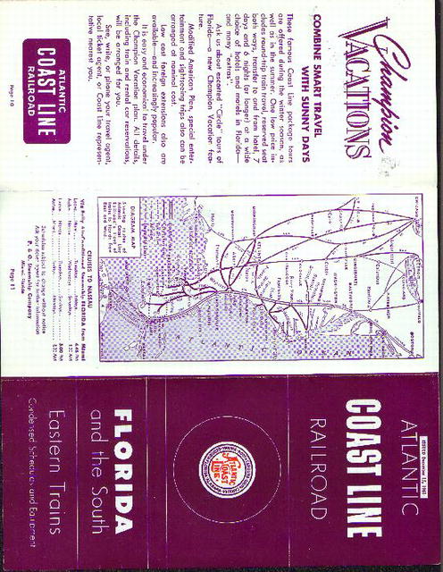 Atlantic Coastline RR, 1961 schedules