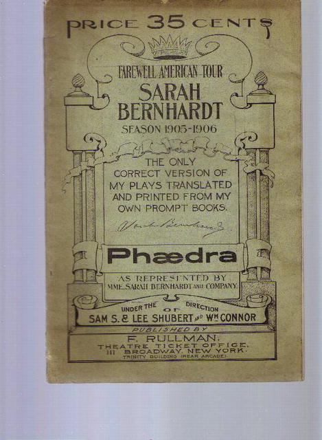 Sarah Bernardt, plays, 1905-06 season