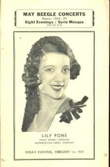 Metro Opera Lily Pons Prima Donna Soprano
