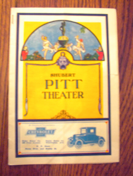 SHUBERT PITT THEATER 1924 PAMPHLET