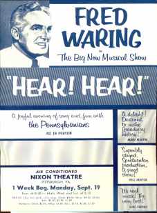 Fred Waring in Hear! Hear! handbill apx 1950