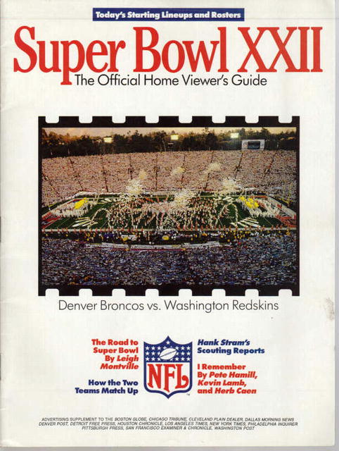 Super Bowl XXII Broncos vs Redskins 1988
