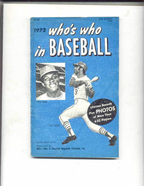 Who's Who In Baseball,1972,Vida Blue on cover
