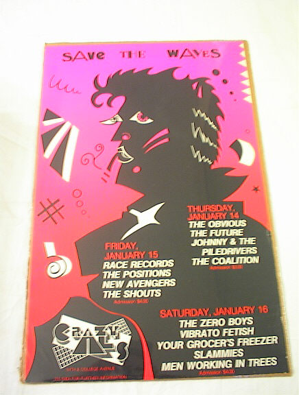 Ca 1980's SAVE THE WAVES CONCERT POSTER