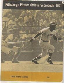 Pirates v Philies 1971 scorebook Clemente