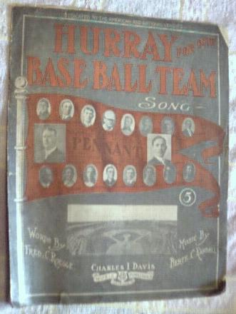 Sheet Music Hurray for Our Baseball Team 1909