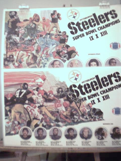4 Pgh Steelers 1979 art & photo placemats EX