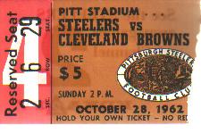 Pgh Steelers v Cleveland Browns ticket 1962