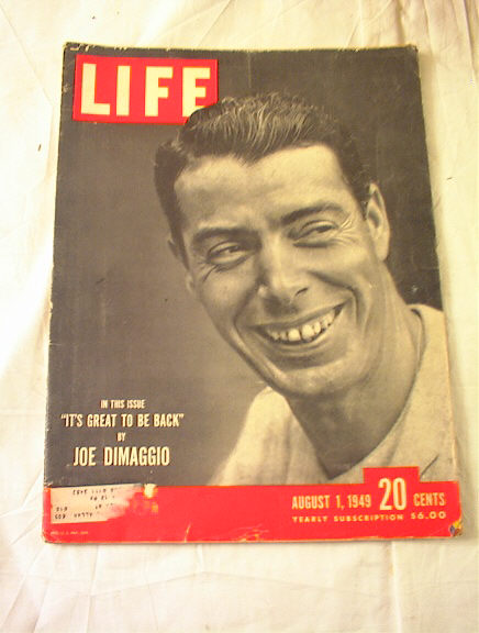 AUGUST 1,1949 LIFE MAGAZINE JOE DIMAGGIO