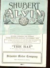 The Bat program Shubert Alvin 11/7/1920 Pgh