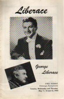 Liberace 1954 Program Pittsburgh, w George