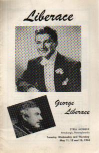 Liberace 1954 Program Pittsburgh, w George