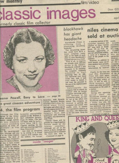 Classic Images-Vintage Film Cinema #82, 4/82