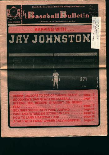 Baseball Bulletin from November 1977!