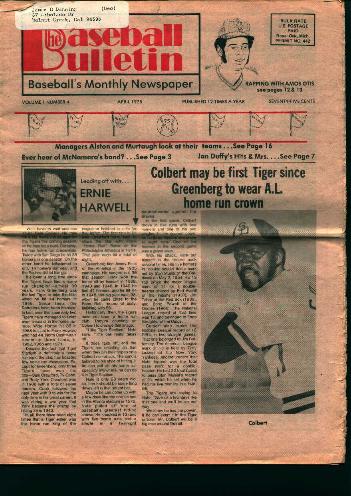 Baseball Bulletin- April 1975