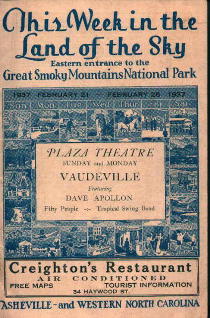 Great Smokey Mts. Park Guide- Vaudeville Show