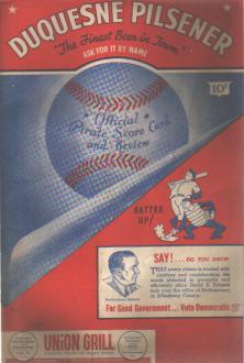 Pirates vs Phillies 1946 program with Coke ad