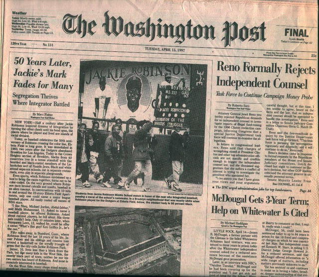 Washington Post-4/15/97-Jackie Robinson