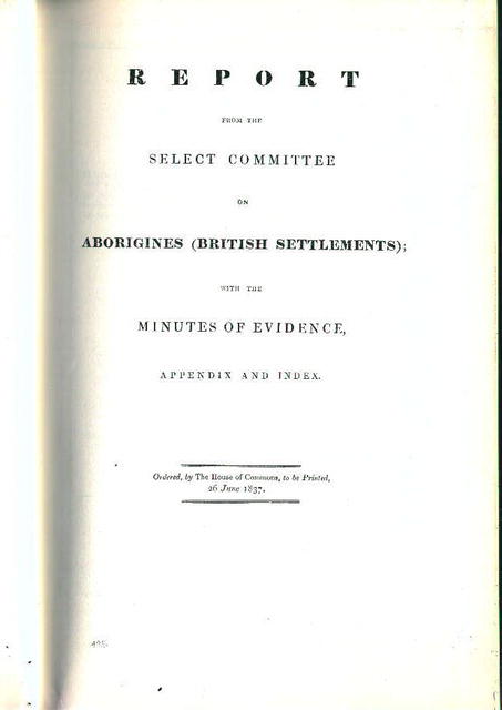 Report on British Settlement Aborigines