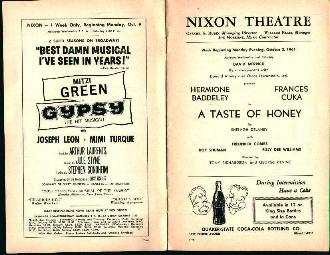 Nixon Theatre-10/2/61- A Taste of Honey!