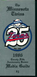 Minnesota Twins 1986 Media Guide! Schedule!