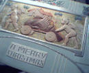 Christmas Card-Cherubs Pulling Cart with Bir