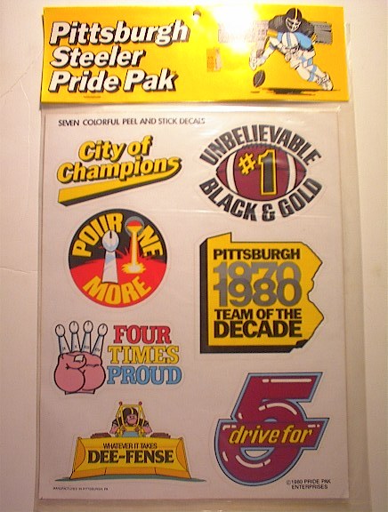 MINT 1980 PITTSBURGH STEELER PRIDE PAK DECALS