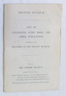 British Museum Catalog, booklet from ca 1920