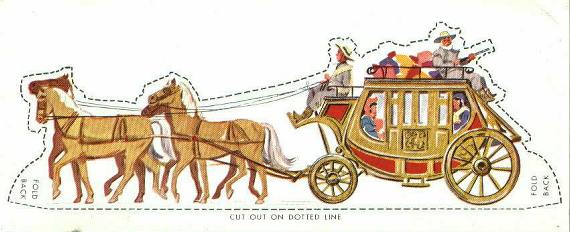 Fargo Stage Coach paper cut-out, 1954