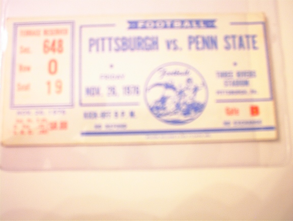 11/26/76 Pittsburgh vs Penn State Ticket Stub