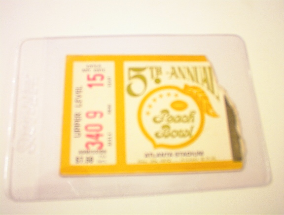 12/29/72 5th Annual Peach Bowl Ticket Stub