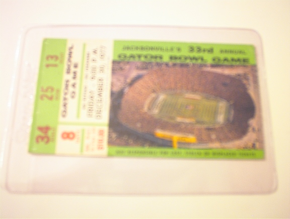 12/30/77 33rd Gator Bowl Game Ticket Stub