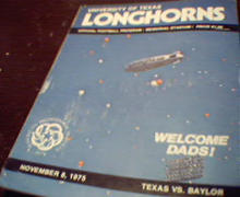 Texas vs Baylor Official Program 11/8/75