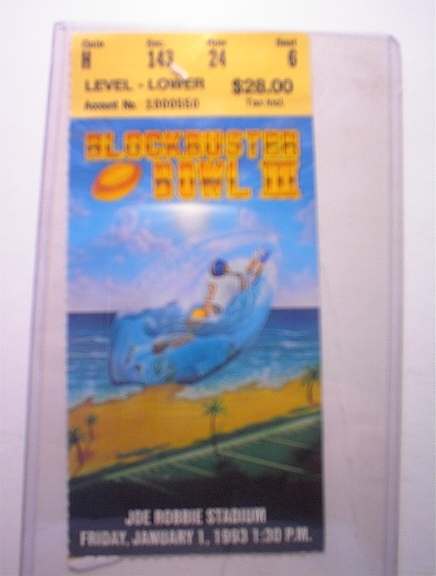 12/28/90 Blockbuster Bowl Ticket Joe Robbie