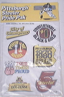 Pittsburgh Steeler Pride Pak Decals 1980
