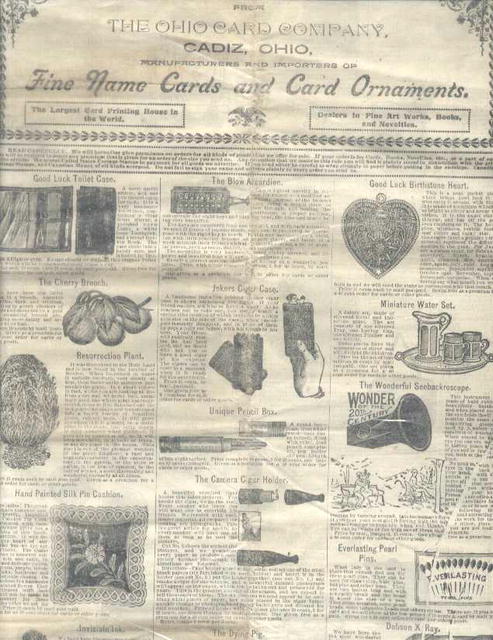 Catalogue from Ohio Card Co. 1900
