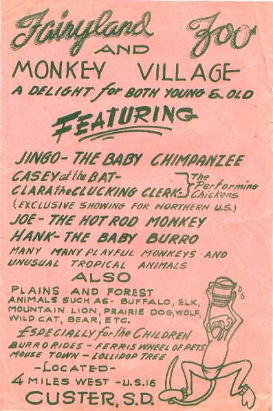 flyer- Fairyland Zoo, Custer, SD, circa 1950
