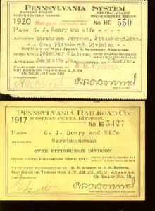 Penn RR employee Passes 1917 7 1920