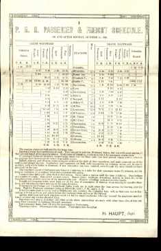PennRR Passenger & Freight Schedule 1850
