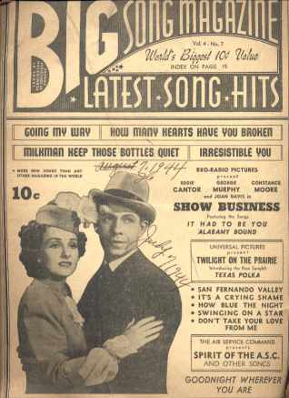 Eddie Cantor on Big Song Magazine July 1944