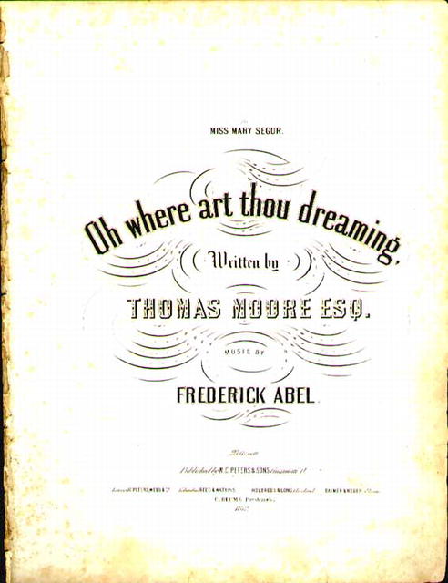 1852 Oh Where Art Thou Dreaming T Moore
