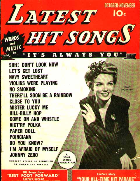 Oct/Nov 1943 Latest Hit Songs Helen O'Connell