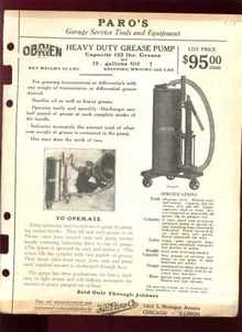 Paros Garage Service Tool Ad Grease Pump 1925